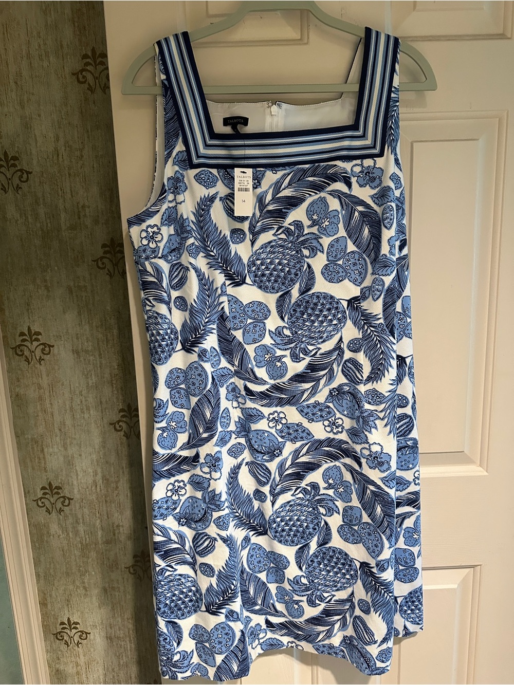 Never worn, Talbots, blue and white floral shift